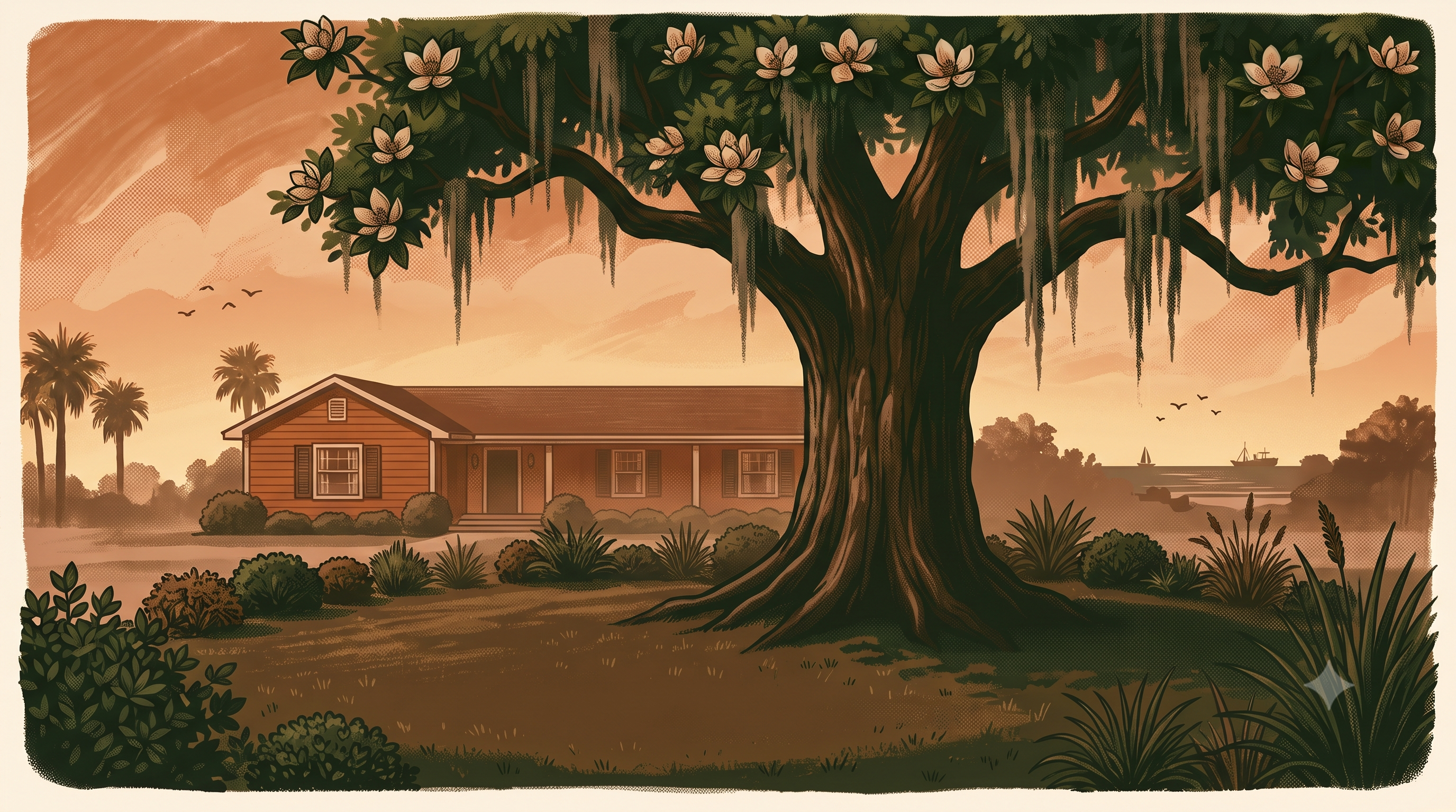 Beautiful Lowcountry landscape at dusk